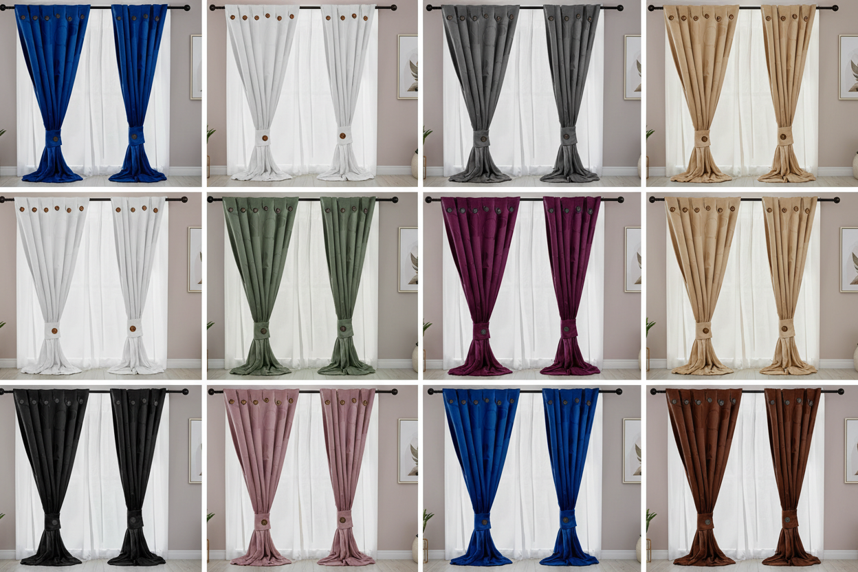 Cortinas Jacquard Grueso 100% Poliéster – 2 Paneles con Botones, 280x200 cm