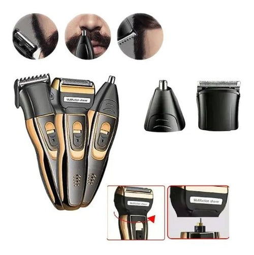 Afeitadora Multifuncional 3 en 1 GM-595 — Barba, Cabello y Vello Nasal