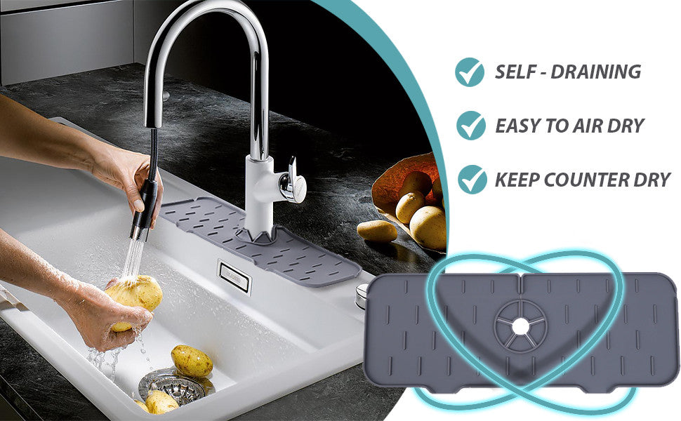 Tapete Antiesalpicaduras de Silicona para Grifo – Escurridor de Cocina