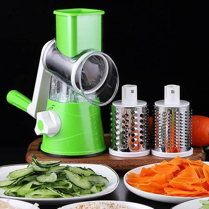 Rallador Cortador Mandolina 3 en 1 – Acero Inoxidable con Base Ventosa