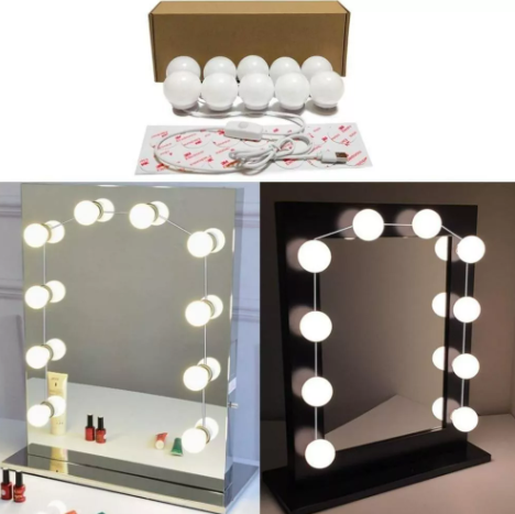 Set 10 Bombillos LED Tocador Estilo Hollywood – Luz Regulable USB/110V