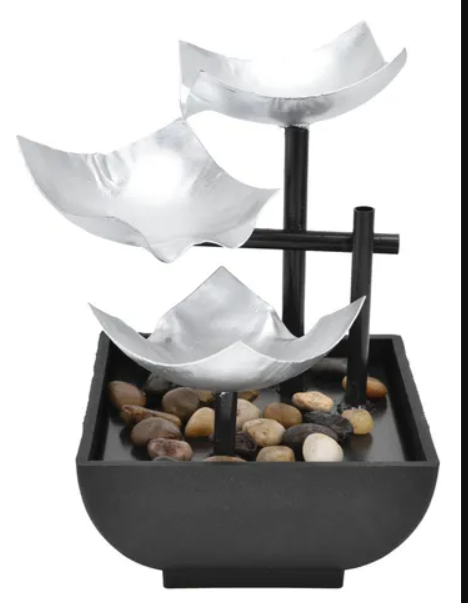 Fuente Decorativa de Mesa 3 Niveles – Efecto Zen con Luz y Rocas Naturales