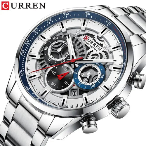 Reloj CURREN 8391 para Hombre – Acero Inoxidable, Cronógrafos Funcionales y Estuche