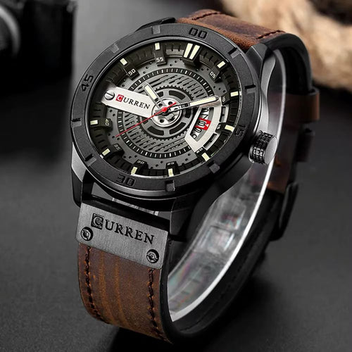 Reloj CURREN 8301 para Hombre – Correa de Cuero, Calendario y Estuche Original