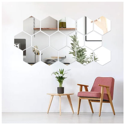 Espejo Hexagonal Decoracion 12 lámina 3D