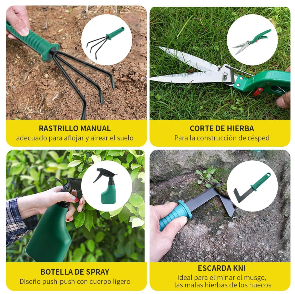 Kit de Herramientas de Jardíneria 10 Piezas – Aluminio Resistente, Ergonómicas y Anticorrosivas