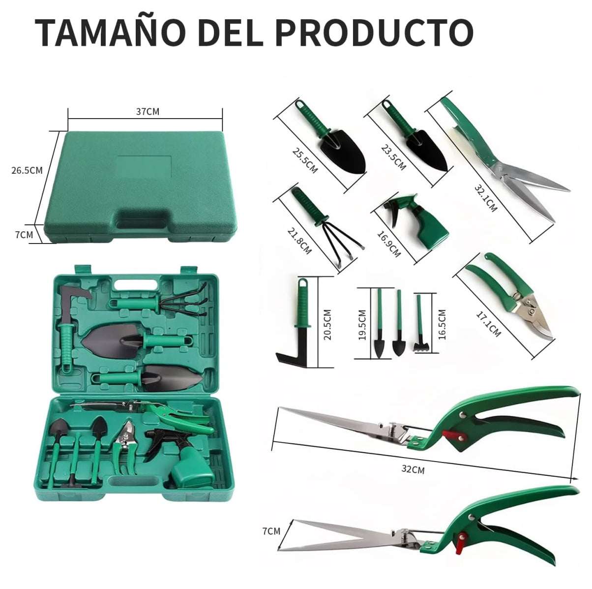 Kit de Herramientas de Jardíneria 10 Piezas – Aluminio Resistente, Ergonómicas y Anticorrosivas