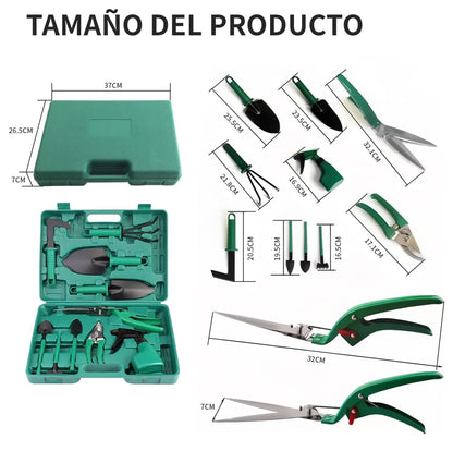 Kit de Herramientas de Jardíneria 10 Piezas – Aluminio Resistente, Ergonómicas y Anticorrosivas