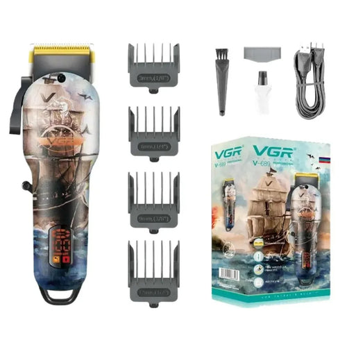 Máquina Cortadora de Cabello VGR-689 — Inalámbrica, Pantalla LED y Kit Completo