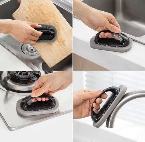 Cepillo Mágico de Esponja con Esmeril para Cocina | Mango Ergonómico