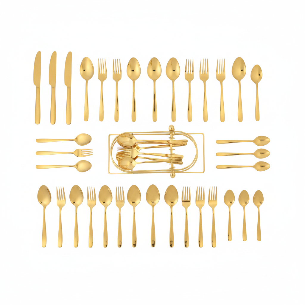 Cubiertos Dorados flat lay