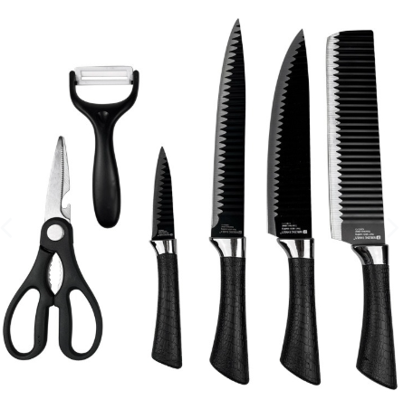 Set de Cuchillos Elegantes Negros | Acero Alto Carbono | Caja de Regalo