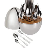 Set de Cubiertos 24 Piezas con Base Huevo Espejo