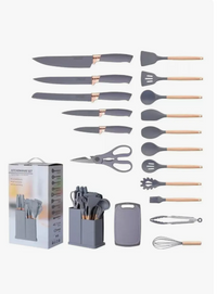 Set de Utensilios de Cocina en Silicona 19 Piezas con Soporte