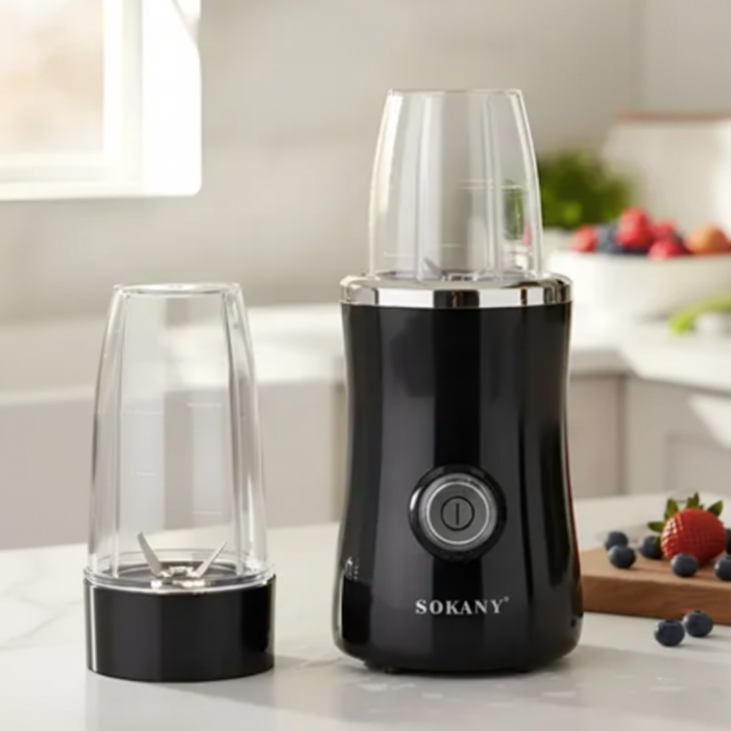 Mini Licuadora Sokany 2 en 1 – 380W, Doble Vaso 300ml y 500ml, Multifuncional