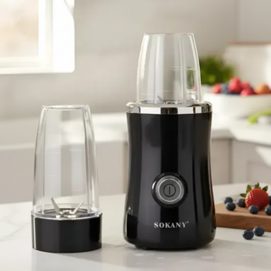 Mini Licuadora Sokany 2 en 1 – 380W, Doble Vaso 300ml y 500ml, Multifuncional