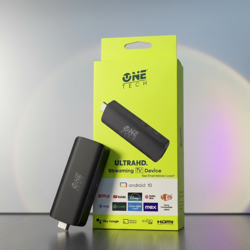 TV Stick One Tech - Fondo Blanco Metalizado Premium