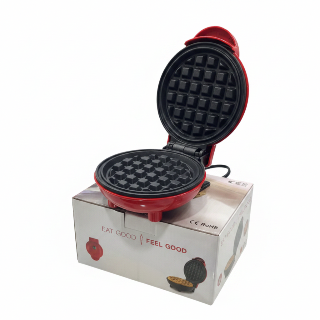 Waflera Mini Nevashel 350W – Placa Antiadherente Tefón, Luz Indicadora, 110V